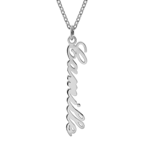COLLIER ARGENT FORCAT DECOUPE LASER ANGLAISE VERTICALE 40CM