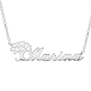 COLLIER ARGENT FORCAT DECOUPE LASER ANGLAISE AVEC ARBRE DE VIE DECOUPE 43CM