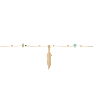 CHAINE CHEVILLE ARGENT ET DORURE JAUNE PLUME RONDELLES TURQUOISE  VÉRITABLE 22+3CM