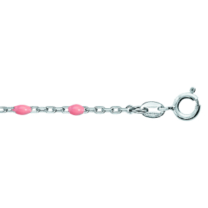 CHAINE CHEVILLE ARGENT RHODIÉ OLIVES RÉSINE ROSE 23+3CM