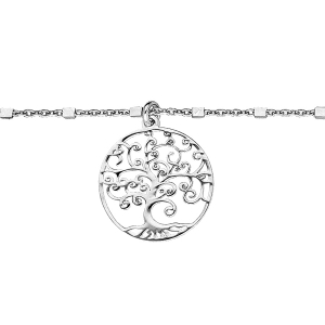CHAINE CHEVILLE ARGENT RHODIÉ ARBRE DE VIE 23+3CM
