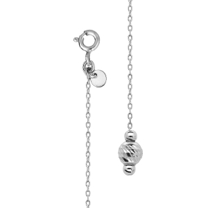 BIJOU DE DOS ARGENT RHODIÉ CHAINETTE ET BOULE DIAMANTÉ 20CM