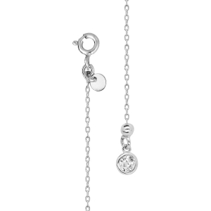 BIJOU DE DOS ARGENT RHODIÉ CHAINETTE ET OXYDE BLANC SERTI CLOS 20CM