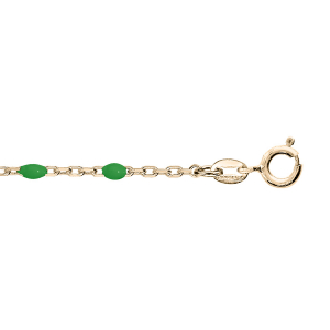 CHAINE CHEVILLE ARGENT ET DORURE JAUNE OLIVES RÉSINE VERT FLUO 23+3CM