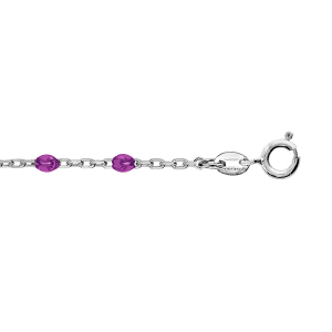 CHAINE CHEVILLE ARGENT RHODIÉ OLIVES RÉSINE VIOLET TRANSPARENT  23+3CM