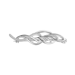 BROCHE ARGENT RHODIÉ OXYDES BLANCS SERTIS 45.60 X 12.2MM