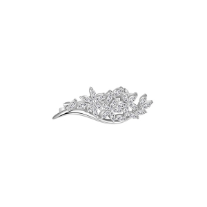 BROCHE ARGENT RHODIÉ BOUQUET OXYDES BLANCS SERTIS 28.10 X 10.8MM