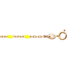 CHAINE CHEVILLE ARGENT ET DORURE JAUNE OLIVES RÉSINE JAUNE FLUO TRANSPARENT 23+3CM