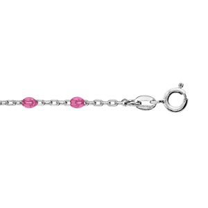 CHAINE CHEVILLE ARGENT RHODIÉ OLIVES RÉSINE FRAMBOISE TRANSPARENT  23+3CM