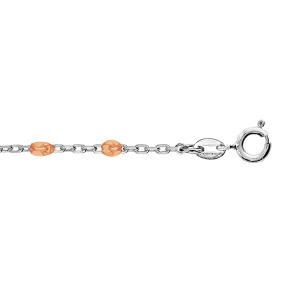 CHAINE CHEVILLE ARGENT RHODIÉ OLIVES RÉSINE ORANGE TRANSPARENT  23+3CM