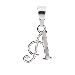 PENDENTIF INITIALE ANGLAISE PETIT MODELE  A  ARGENT RHODIE