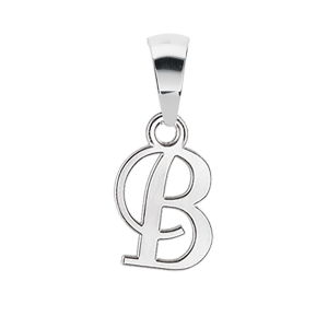 PENDENTIF INITIALE ANGLAISE PETIT MODELE  B  ARGENT RHODIÉ