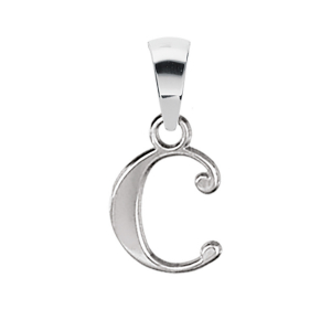 PENDENTIF INITIALE ANGLAISE PETIT MODELE  C  ARGENT RHODIÉ