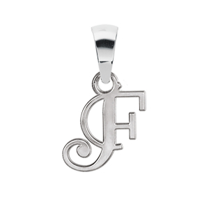 PENDENTIF INITIALE ANGLAISE PETIT MODELE  F  ARGENT RHODIE