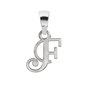 PENDENTIF INITIALE ANGLAISE PETIT MODELE  F  ARGENT RHODIÉ