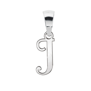 PENDENTIF INITIALE ANGLAISE PETIT MODELE  J  ARGENT RHODIÉ