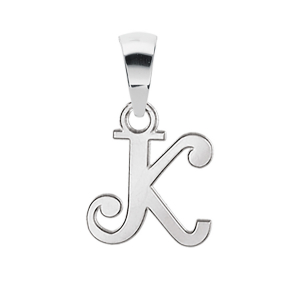 PENDENTIF INITIALE ANGLAISE PETIT MODELE  K  ARGENT RHODIÉ