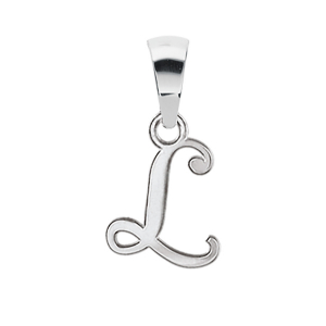 PENDENTIF INITIALE ANGLAISE PETIT MODELE  L  ARGENT RHODIÉ