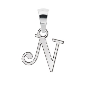 PENDENTIF INITIALE ANGLAISE PETIT MODELE   N   ARGENT RHODIE