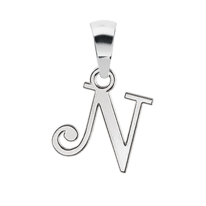 PENDENTIF INITIALE ANGLAISE PETIT MODELE   N   ARGENT RHODIÉ