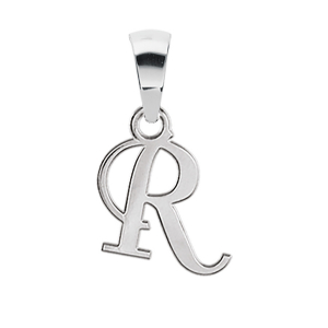 PENDENTIF INITIALE ANGLAISE PETIT MODELE   R   ARGENT RHODIÉ