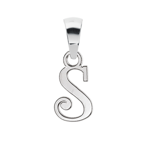 PENDENTIF INITIALE ANGLAISE PETIT MODELE   S   ARGENT RHODIÉ