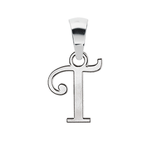 PENDENTIF INITIALE ANGLAISE PETIT MODELE   T   ARGENT RHODIÉ