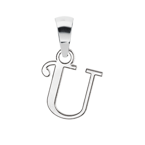 PENDENTIF INITIALE ANGLAISE PETIT MODELE   U   ARGENT RHODIÉ