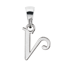PENDENTIF INITIALE ANGLAISE PETIT MODELE   V   ARGENT RHODIE