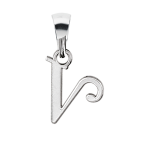 PENDENTIF INITIALE ANGLAISE PETIT MODELE   V   ARGENT RHODIÉ