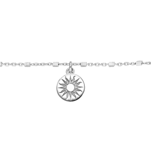 CHAINE CHEVILLE  ARGENT RHODIÉ AVEC PASTILLE SOLEIL  23+3CM