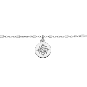 CHAINE CHEVILLE  ARGENT RHODIÉ AVEC PASTILLE SOLEIL  23+3CM