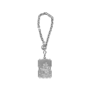 PORTE CLEF ARGENT MASSIF ST CHRISTOPHE RECTANGULAIRE ARGENT RHODIÉ