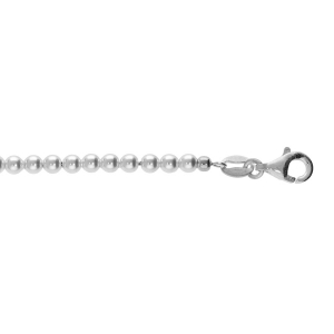 CHAINE CHEVILLE ARGENT RHODIÉ PERLES 3MM  BLANCHE IMITATION 23+3CM
