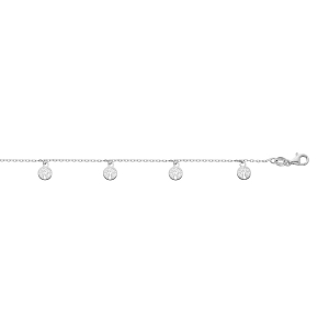 CHAINE CHEVILLE ARGENT RHODIÉ PAMPILLES ARBRE DE VIE 23+3CM