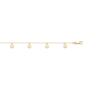 CHAINE CHEVILLE ARGENT ET DORURE JAUNE PAMPILLES ARBRE DE VIE 23+3CM