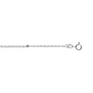 CHAINE CHEVILLE ARGENT RHODIÉ BOULES DIAMANTÉES 22,5+2,5M