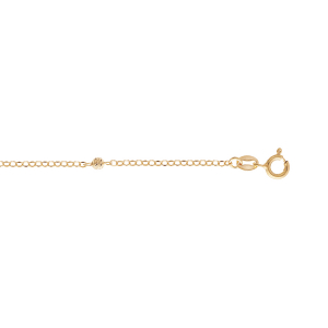CHAINE CHEVILLE ARGENT ET DORURE JAUNE BOULES DIAMANTÉES 22,5+2,5M