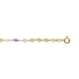 CHAINE CHEVILLE ARGENT ET DORURE JAUNE PASTILLES DIAMANTES PIERRES SYNTHETIQUE FACETES 23+2CM
