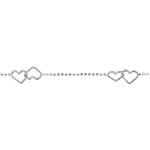 CHAINE CHEVILLE ARGENT MULTI COEURS CHAINE BOULES 23+3CM