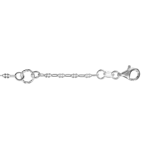 CHAINE CHEVILLE ARGENT 4 ANNEAUX DIAMANTES 22+3CM