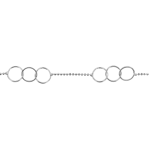 CHAINE CHEVILLE ARGENT BOULES FACETES 2 ENSEMBLES DE 3 CERCLES 23+2CM