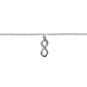CHAINE CHEVILLE ARGENT RHODIÉ FORME HUIT 23+2CM