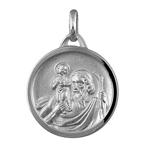 PENDENTIF ROND ST CHRISTOPHE 18MM ARGENT RHODIÉ