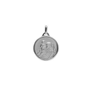 PENDENTIF ROND ST CHRISTOPHE 18MM ARGENT RHODIÉ