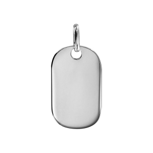 PLAQUE ARGENT RHODIÉ GI PETIT MODELE ENFANT 13x22 PANS ARRONDIS