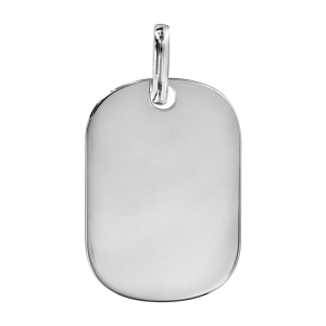 PLAQUE GI ARGENT RHODIÉ GRAND MODELE 18x25,70 PANS ARRONDIS