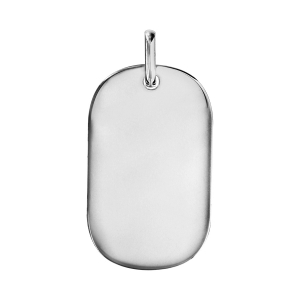 PLAQUE GI ARGENT RHODIÉ GRAND MODELE 20X34 PANS ARRONDIS