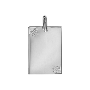 PENDENTIF PLAQUE GI ARGENT RHODIÉ DIAMANTEE PETIT MODELE 14*20
