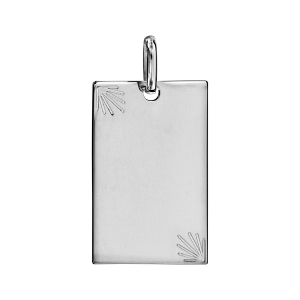 PENDENTIF PLAQUE GI ARGENT RHODIÉ DIAMANTEE MOYEN MODELE 18*28